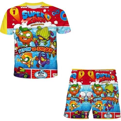 Super Zings 3d Print Suits Toddler Girls Sets Top+shorts 2pcs Sets Sports Suit Baby Children Clothing Sets Boys T Shirt /shorts