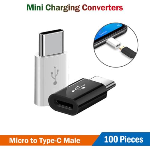 100Pcs Micro USB to Type-C Charging Converter for Xiaomi Poco F3 M3 X3 NFC Mi 10 11 10T Lite Redmi Note 9S 9 10 Pro OTG Adapters