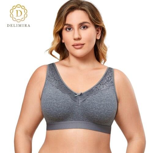 Womens Seamless Wireless Cotton Bra Lace Sleep Unlined Comfort Support Big Size
