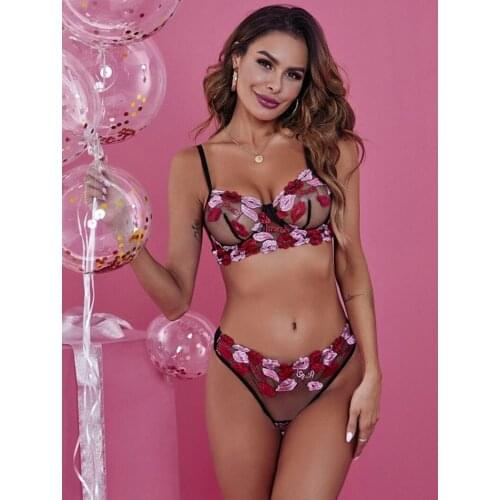 Womens Sexy Lingerie Set Lip Shape Embroidery Womens Underwear Transparent Nightie Erotic Costume Exotic Exotic Sets Sleepwear