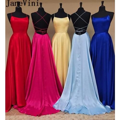 JaneVini Backless Red Long Prom Dresses 2019 Sweep Train Ladies Formal Evening Gowns Sleeveless Gala Party Gowns Galajurken Lang