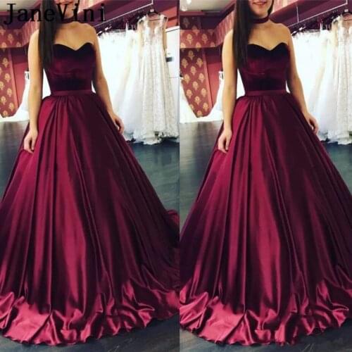 JaneVini 2019 Elegant Plus Size Burgundy Bridesmaid Dress Sweetheart Sleeveless Lace-up Back A Line Sexy Long Prom Party Dresses