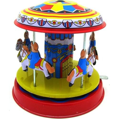 Antique Style Tin Toys Wind Up Toys Robots iron Metal Models for Children/Adult Home Decoration Metal Craft Merry-go-round