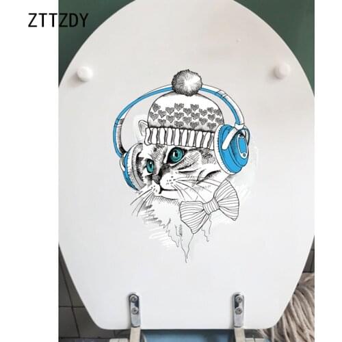 ZTTZDY 18.2*24CM Personality Cat Wall Toilet Sticker Decal BedRoom Home Decoration T3-0400