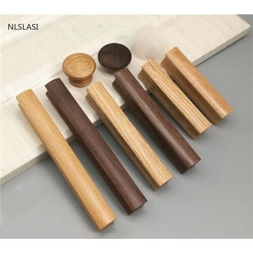 1pcs Wooden Home handle Kitchen Cabinet Knobs and Handles Customized extended style Drawer Wardrobe Cupboard Door Pulls Hardware