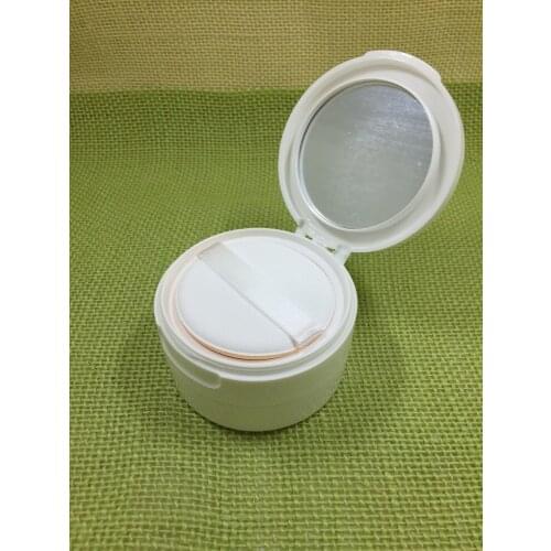 1pcs empty loose powder jar with sifter mirror Cosmetic plastic powder compact white Clamshell Makeup case subpackage Box