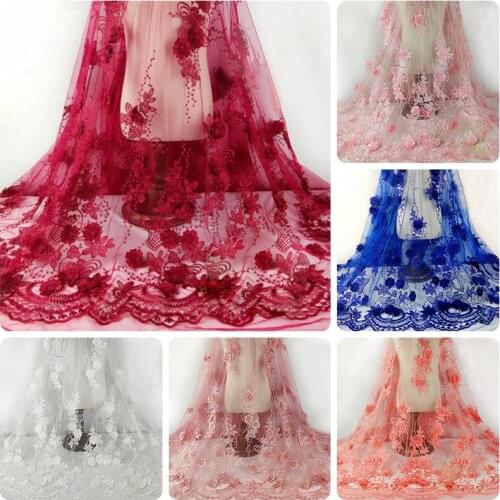 1 Yard Embroidery Floral Soft Tulle Lace Fabric For Bridal Wedding Dresses Evening Dress Clothing Accessories Fabric