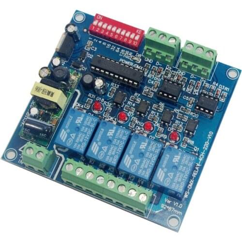 10 pieces free shipping 4CH DMX512 relay switch controller 4 channels relay decoder AC110-220V input,each channel max 5A