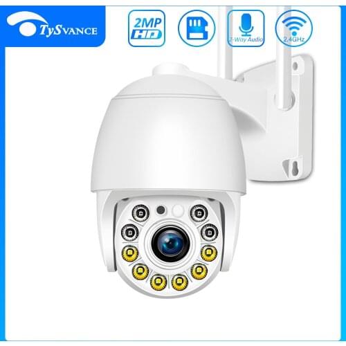 2MP IP Camera WiFi Camera PTZ Dome Outdoor Auto Tracking 4X Digital Zoom Two Way Talk HD 1080P Full Color Night Vision Camhi