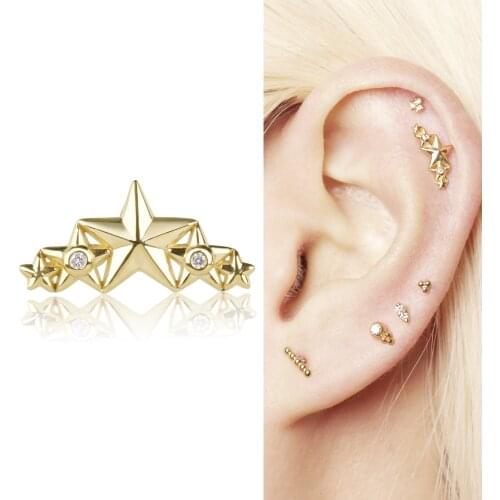 2019 Real 925 sterling silver minimal star earring for girl women fashion trendy gorgeous jewelry classic star design fine gifts
