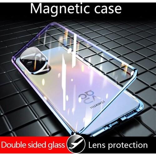 Double-sided tempered glass case lens protective shell For Huawei Honor 50 Pro SE X 10 Max 360 Metal Magnetic Adsorption cover