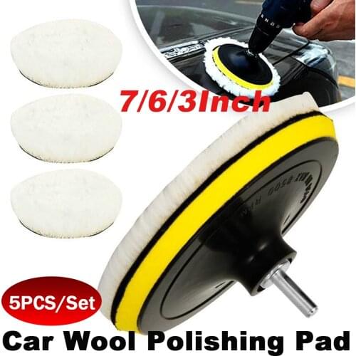 5 PCS/Set Wool Polishing Pads for Auto Polishing Waxing Buffing Sanding Car Polishers Car Paint Care 3/6/7inch