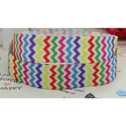 50yards/lot) 5/8" Elastic Custom Printed Chevron Ribbon