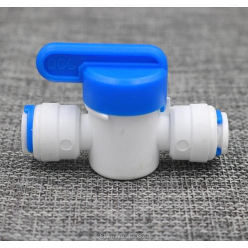6pcs/lot Equal Straight 1/4" -1/4" OD Tube PE Pipe Fitting Hose Quick Connect Ball Valve for RO Reverse Osmosis Aquarium System