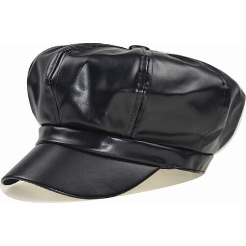 8 Panels Newsboy Caps for Women, PU Leather Cabbie Painter Hat Gatsby Ivy Beret Cap