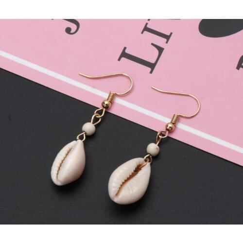 97QE Natural Simple Cowrie Shell Hook Dangle Drop Earrings For Women Fashion Jewelry