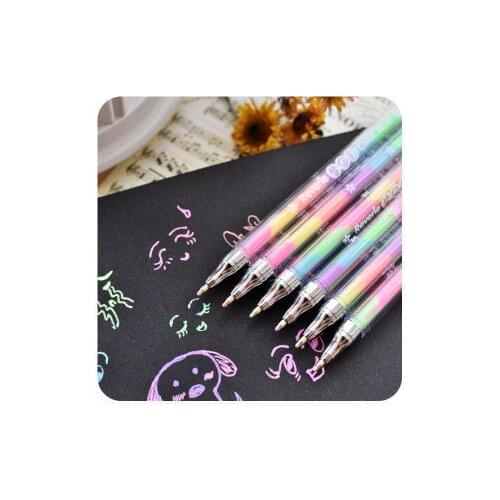 1pc 6 Colors in One Pen Watercolor Pen for School Office Stationery Supplies DIY Photo Diary Planner Colorful Pens for Writing