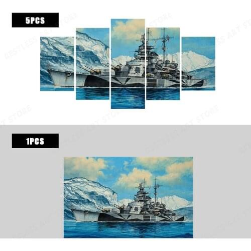 Battleship type bismarck warship artwork living room decoration home art decor Canvas poster Painting