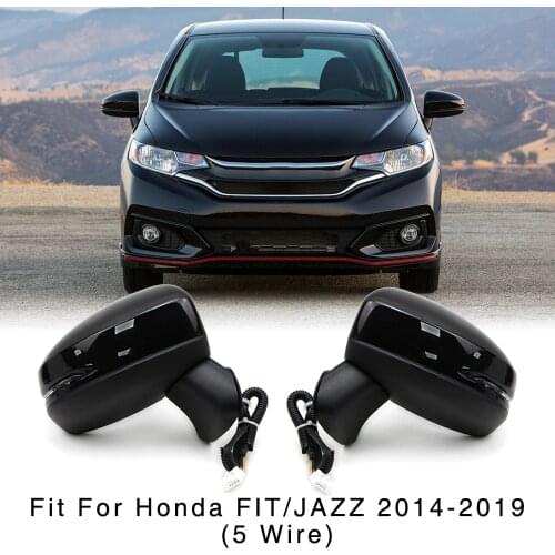 5 Wire Rearview Side Mirror for Honda Fit Jazz GK5 2014 2015 2016 2017 2018 2019 Mirror Electric Adjustment w/ Turn Signal Light