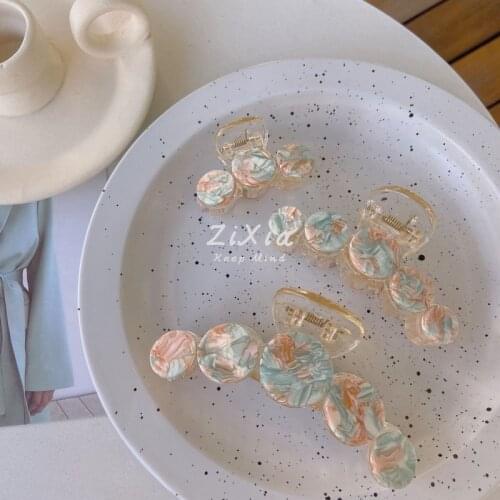 Large First Love Series Acetate Shark Clip Lazy Retro Hair Catch French Style Pure Hair Catch Oil Painting Art Hairpin Girl