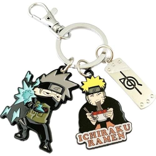 FANTASY UNIVERSE Anime Hatake Kakashi Keychain Konoha Symbol Akatsuki Keyrings Metal Kunai Ninja Shuriken Keyring Gifts