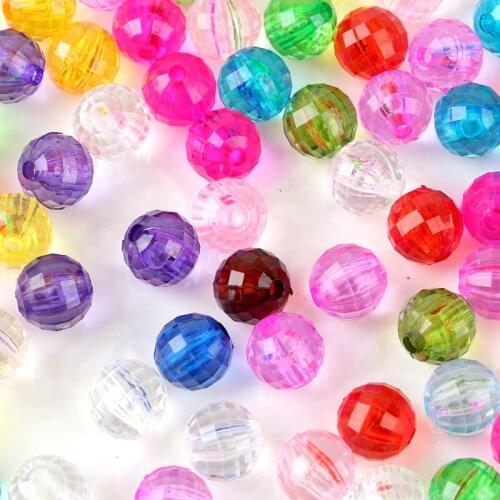 100pcs/bag 8mm Round Faceted Beads Acrylic Spacer Loose Beads For Jewelry Making Bracelet Craft DIY