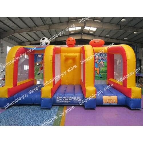 Fast ship to door!5*3 inflatable sport game, basketball soccer rugby 3 in 1 inflatable ball game, cheap combo game for sale