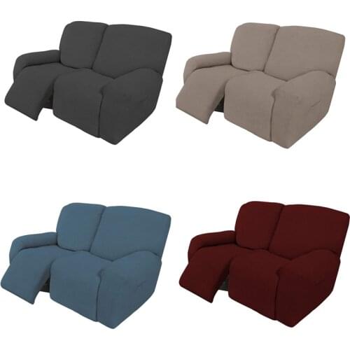2 Seater Recliner Sofa Cover Stretch Spandex Sofa Lounger Chair Slipcover Couch Covers Furniture Protector Elastic Side Pocket