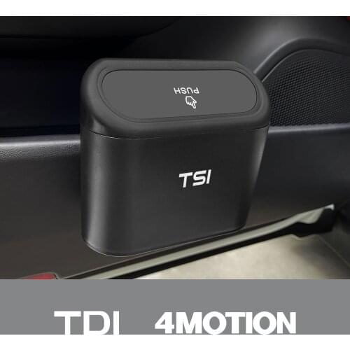 Car Pressing Type Black ABS Square Trash Can For VW Volkswgen TSI TDI 4Motion Hanging Garbage Storage Box Car Accessories