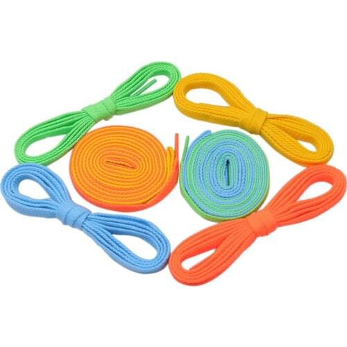 Coolstring 7MM Eye-Catching Bright Solid Color Flat Shape Shoelaces Double-Layer Polyester With Plastic Tips For Drop-Shipping