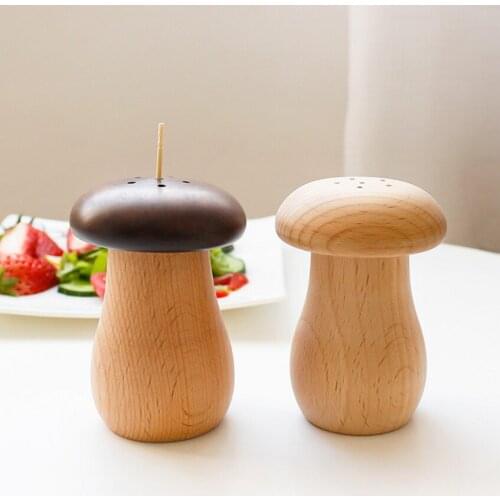 Day type woodiness black walnut lovely household small mushroom toothpick drum beech toothpick bucket receives toothpick box