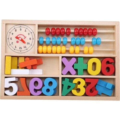 Children Wooden Mathematics Teaching Kids Initiation Toy Kids Digital Learning Block Box One Piece Wooden Educational Toy Figure