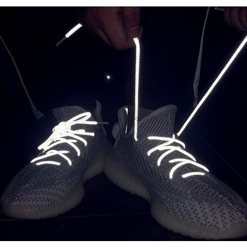 Fluorescent Sneaker Boots Shoestrings Sport 1P air 3M Head Reflective Round Rope Shoes Laces Light Safety Shoelaces Cordones