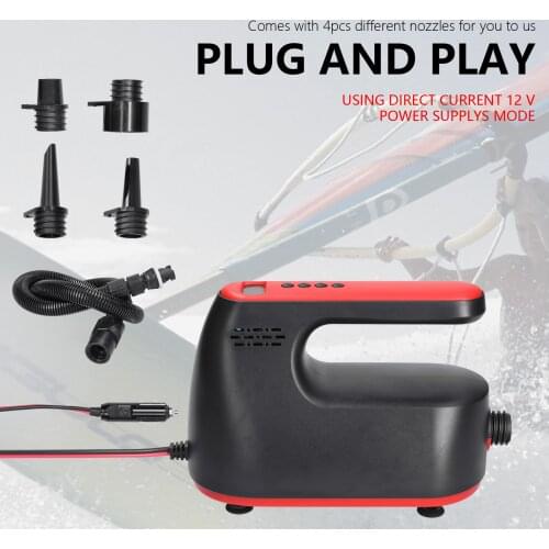 HS-8301 200W Wakeboard Surfboard Paddle Board Air Pump Direct Current 12 V Portable High Pressure Air Pump with 4 Nozzles