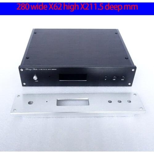 KYYSLB 280*62*211.5mm All Aluminum DAC Amplifier Chassis Box House DIY with Tail Plug Switch Button Feet Amplifier Case Shell