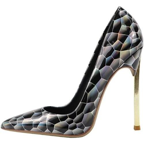 Moraima Snc Spring Sexy High Heel Shoes Woman Black Patent Leather Thin Heels Shoes Super High Shallow Stiletto Heels