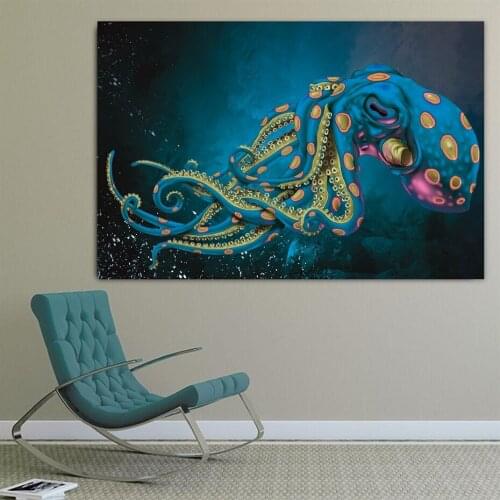 Sea Octopus Water Animal Design Canvas Painting Poster Print POP Art for Home Wall Decoration Art Living Room Wall Decor Art