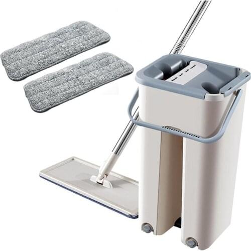 Floor Mop Set Automatic Mop And Bucket Avoid Hand Washing Microfiber Cleaning Cloth Flat Squeeze Magic Wooden Floor Lazy Mop