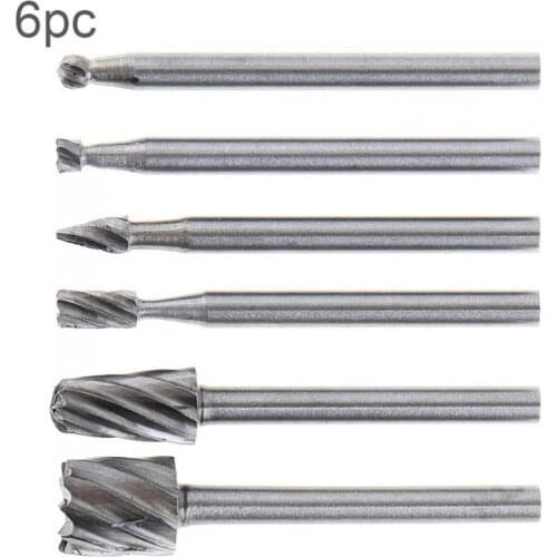6pcs/lot Carpentry Trumpet Rotary Burrs Metalworking Rotary Files Set with 3mm Shank Diameter for Electric Grinding Tool