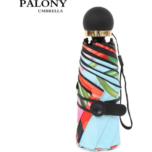 New innovated five-fold positive and reverse printing flamingo, a gift umbrella with a small and convenient folding umbrella