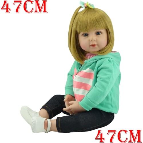 NPK Doll bebe reborn 19" 47cm lifelike girl reborn toddler stuffed body silicone reborn baby dolls toys for child gift