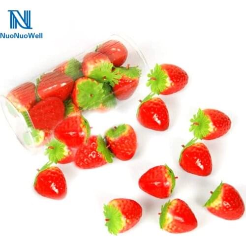 NuoNuoWell 3*2cm Artificial Strawberries Plastic Strawberry Fruit Model Decoration Eco-Friendly Kindergarten Adorn 100pcs-pack