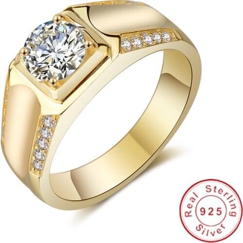 Original Jewelry Making 100% Real Solid Silver & gold Rings Set Sona Diamond Engagement Wedding Rings for men boy gift size 7-13