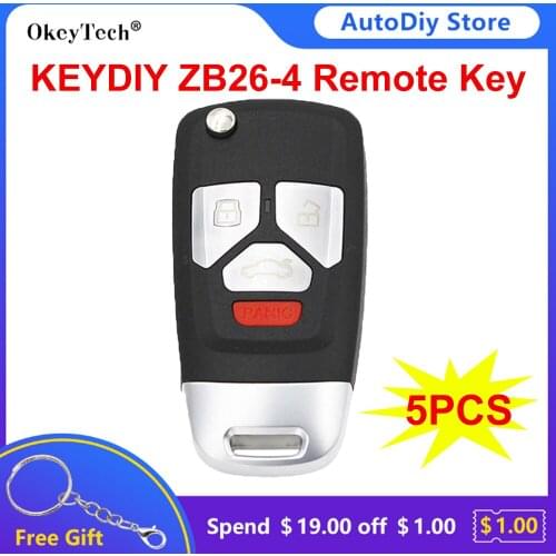 Okeytech 5PCS Original KEYDIY Universal Smart Remote Key ZB26-4 For KD X2/KD900/Mini KD Programmer ZB Series KD Key Fob 4 Button