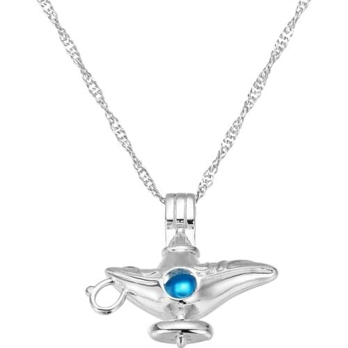 Aladding Lamp Choker Necklace Pearl Pendant Vintage Jewelry Party Initial Necklace Gift Women Stainless Steel Custom Necklace