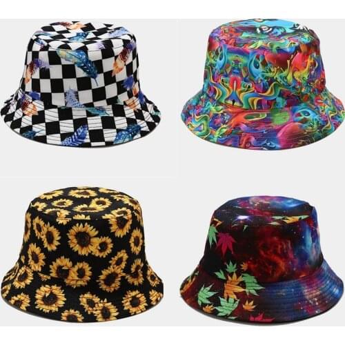 Unisex Bucket Hat Women Men Summer Hat Cartoon Print Sunscreen Sun Hat Panama Caps Fisherman Cap Outdoor Sunshade Cap Hat