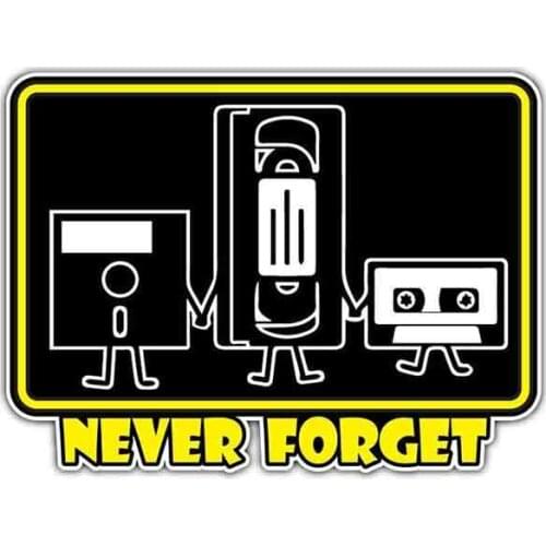 Personality Never Forget Floppy VCR Cassette Cartoon Car Stickers Vinyl Bumper Trunk Truck Graphics Decal Apply To Car Window