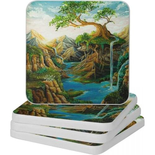 Floating Bonsai Tree Diatomite Square Round Coaster Multifunction Cup Bonsai Mat Soap Toothbrush Pad Wholesale 10x10cm