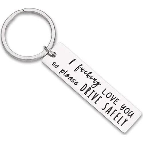 Fathers Day Gift Drive Safe Keychain Husband Boyfriend Dad I Love You Birthday Key Ring New Driver Trucker Gifts for Him Men