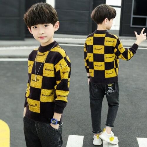Casual Knitting Spring Autumn Winter Sweater Baby Boys Kids Childrens Warm Plus Velvet Thicken Top High Quality